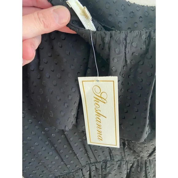 Shoshanna Black Ruffled One Shoulder Textured Polka Dot Mini Dress Size 0 NWT - Picture 9 of 13